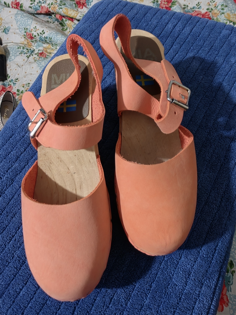 MIA Coral Leather Slingback Clogs with Buckle